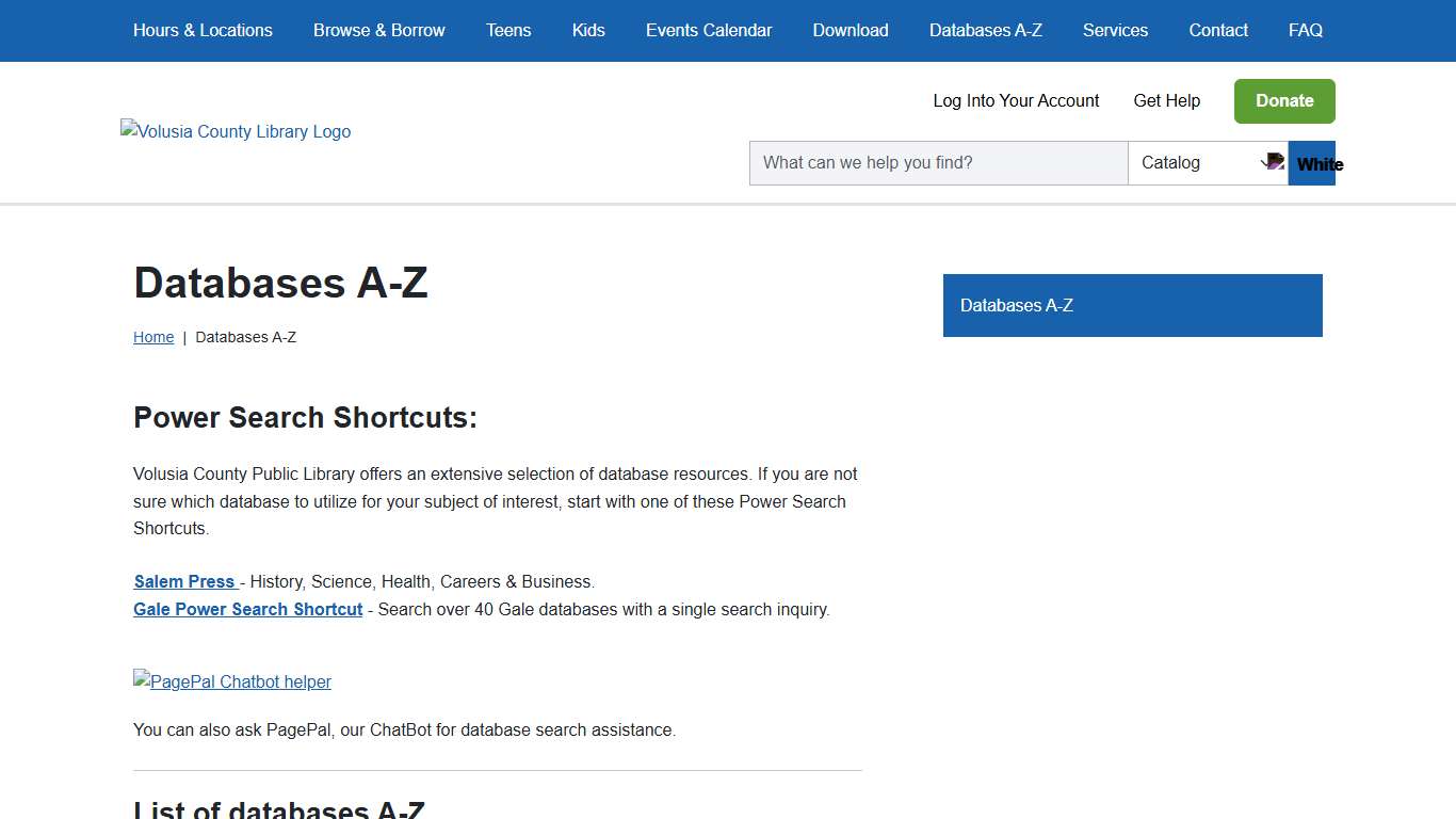 Databases A-Z Volusia County Public Library